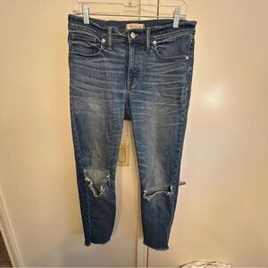 Madewell 9” High Riser Skinny Skinny Crop Jeans Medium Wash Distressed Size 29